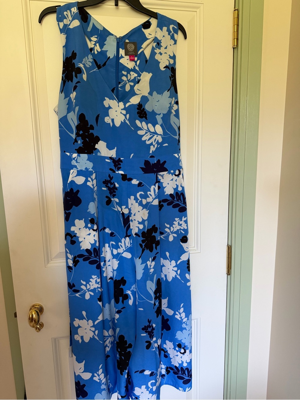 Blue Floral Jump Suit Women's Dressy A-Line